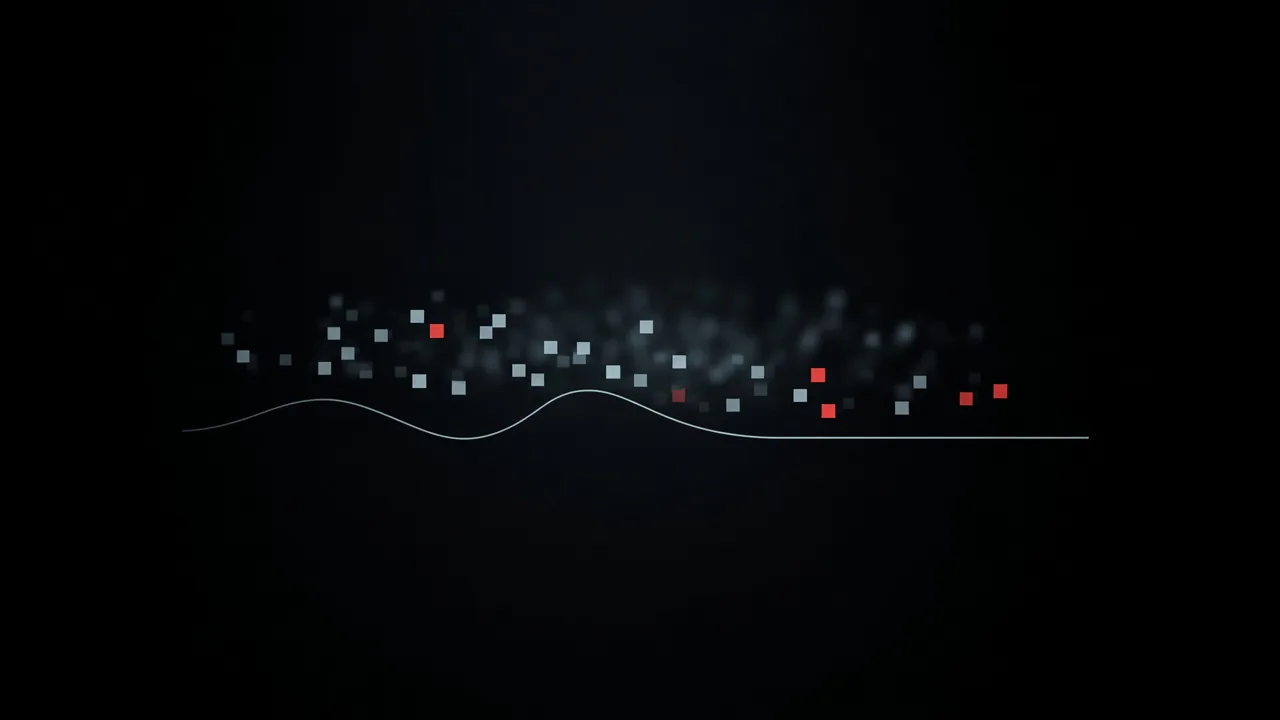 Sparse pixel events drifting above a gyroscope trace that settles into a flat line
